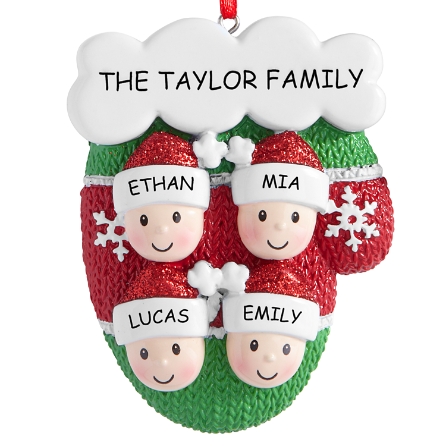 Knit Mitten Family Ornament 4