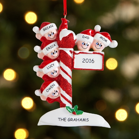 Candy Cane Post Family Ornament