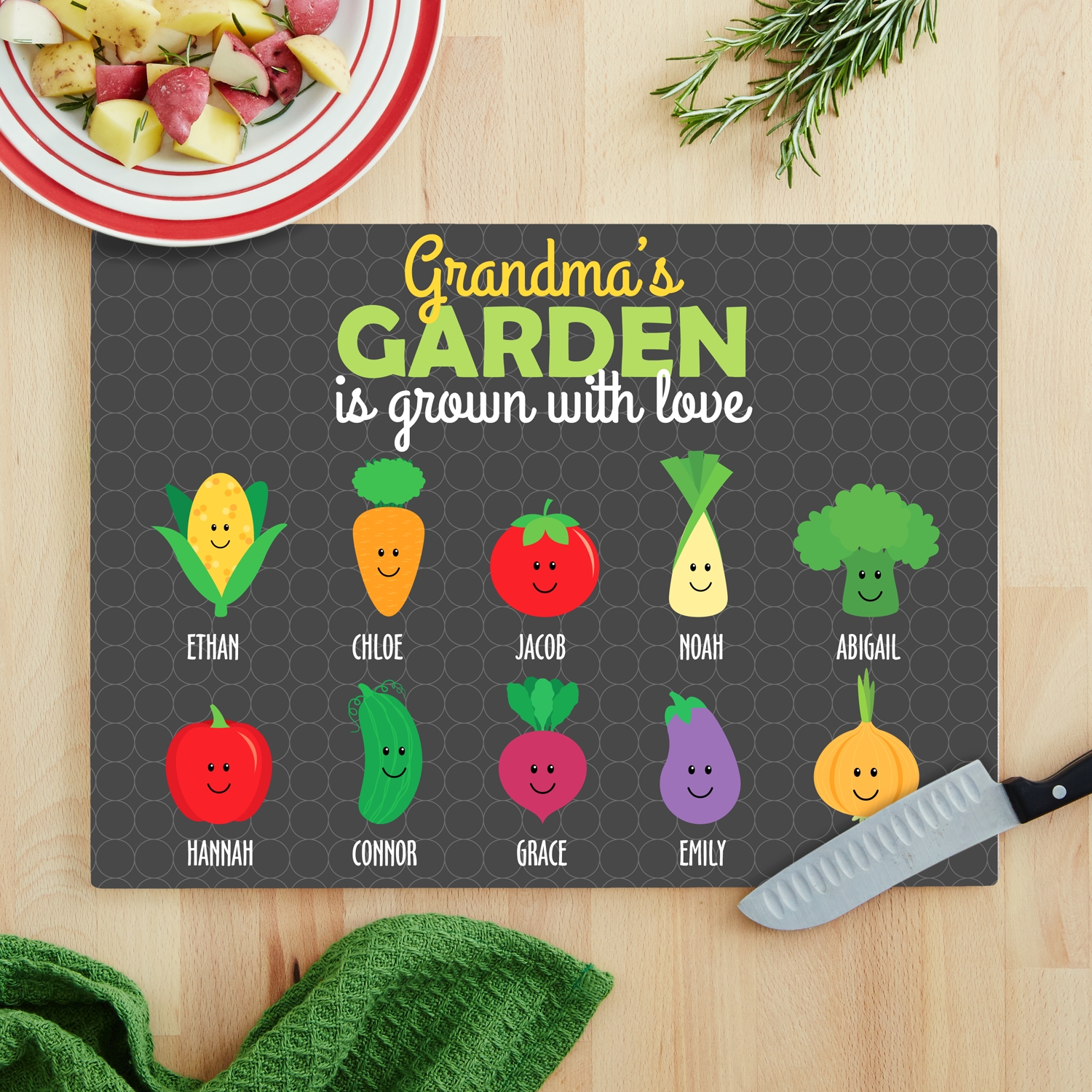 Garden Full Of Love Glass Cutting Board