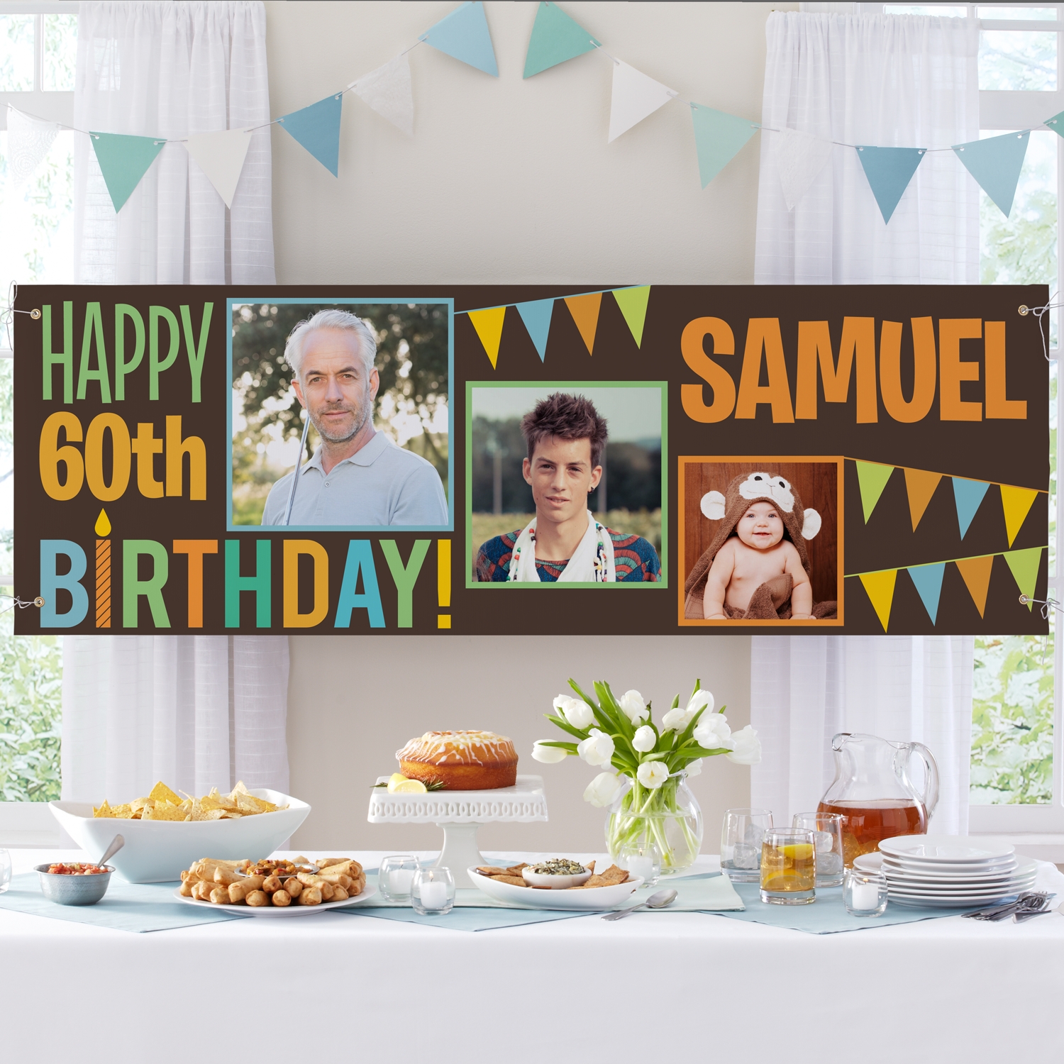 Then & Now Photo Birthday Banner