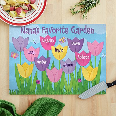 Tulip Garden Glass Cutting Board