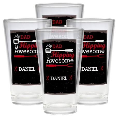 Flipping Awesome Pint Beer Glasses - My - Set of 4