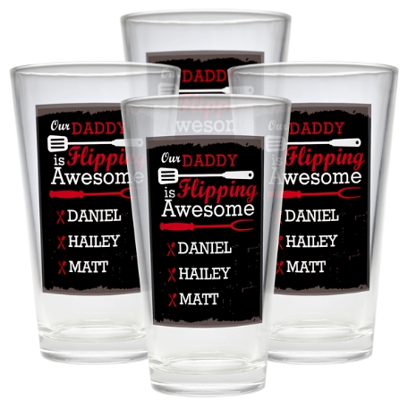 Flipping Awesome Pint Beer Glasses - Our - Set of 4