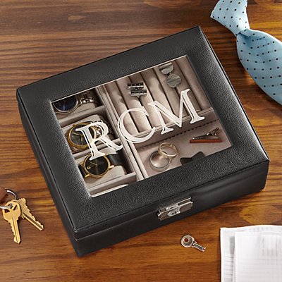 Faux Leather Personalized Watch Box & Accessory Organizer