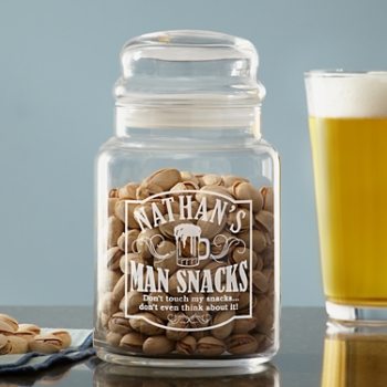 Gentlemen's Snacks Personalized Glass Treat Jar