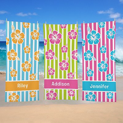 Island Flowers Beach Towel