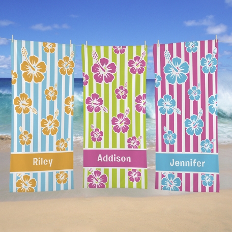 Island Flowers Beach Towel