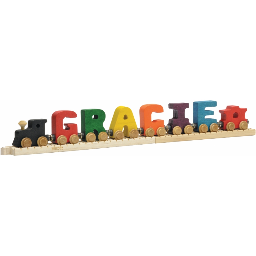 Vibrant Wooden Personalized Name Train 6 Letters With Track at