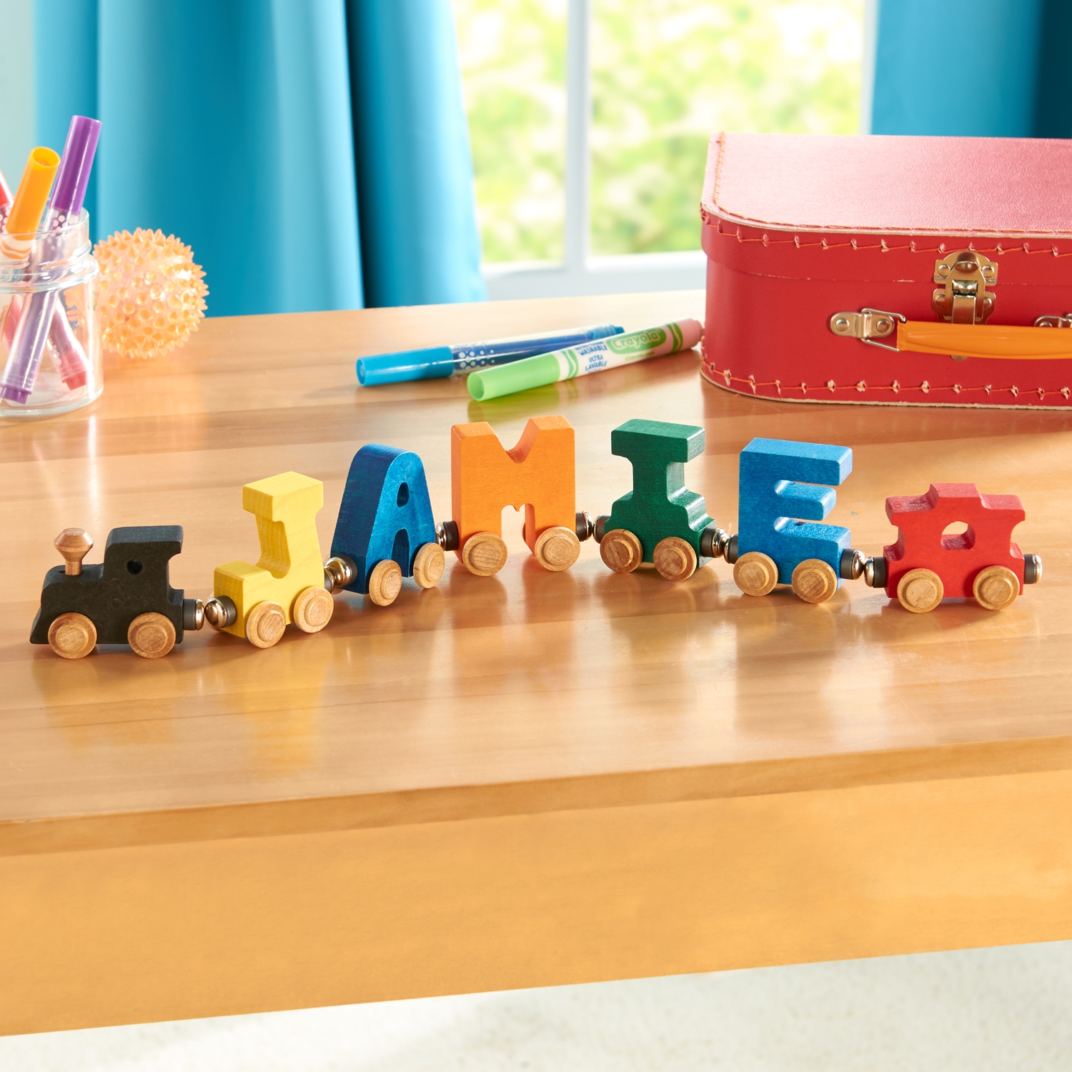 wooden name train set