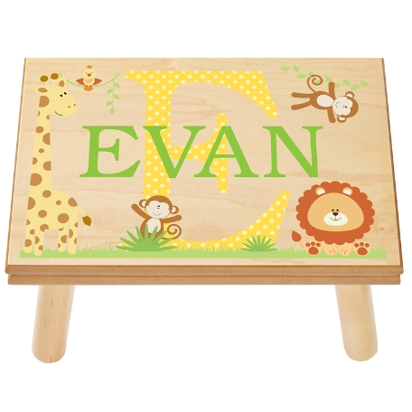 My Own Name Step Stool - Natural Jungle