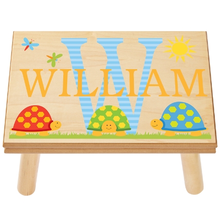 My Own Name Step Stool - Natural Turtle