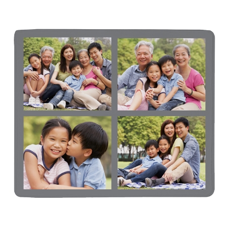 Picture Perfect Photo Tile Plush Blanket - Gray -L