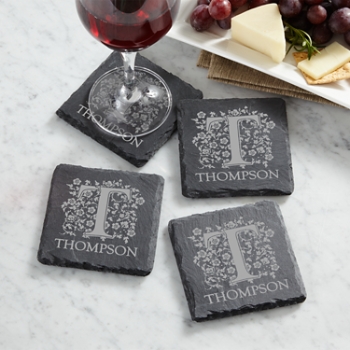 Scroll & Letter Slate Coasters