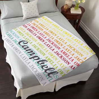 Colorful Family Names Plush Blanket