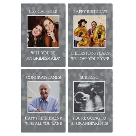 Custom Photo Wine Labels Multiple Messages (Set of 4)