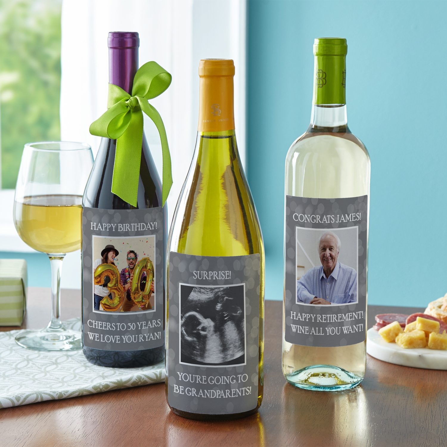 Custom Photo Wine Labels (Set of 4)