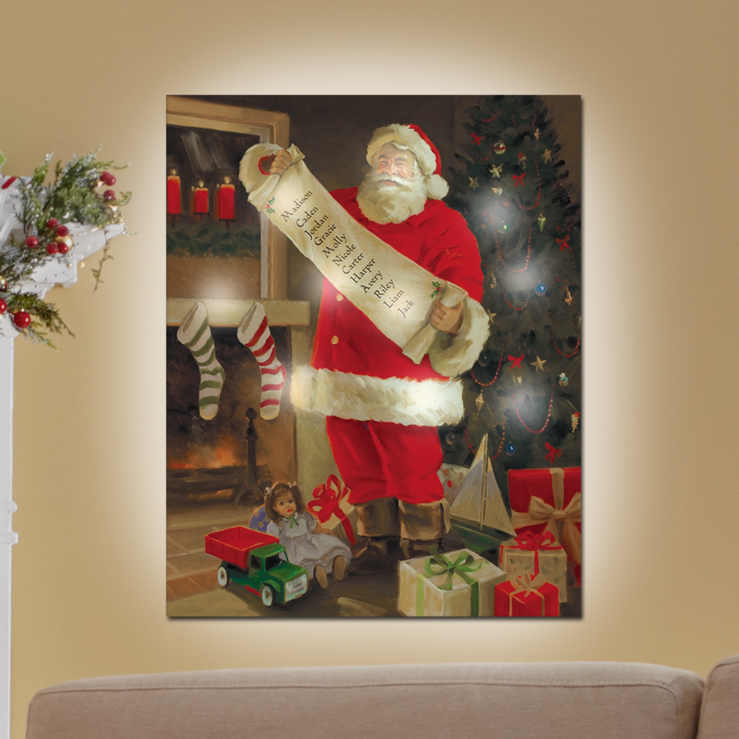 TwinkleBright® LED Santa’s List Canvas