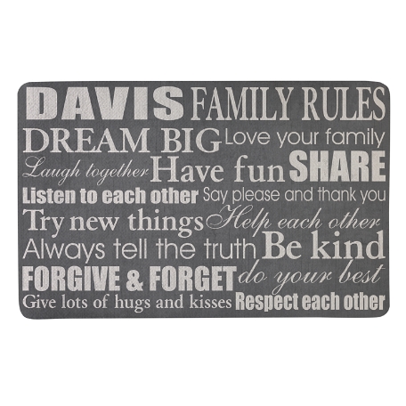 Family Rules Doormat-17x27 - Gray