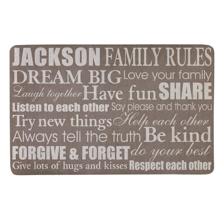 Family Rules Doormat-17x27 - Tan