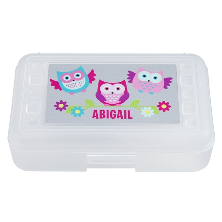 Fun Graphic Plastic Pencil Case - Owls
