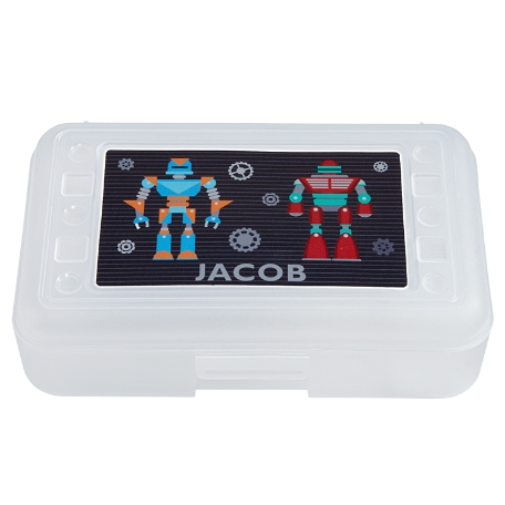 Fun Graphic Plastic Pencil Case - Robot