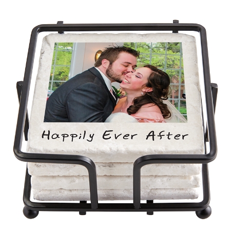 Memories Shared Photo Coasters w/Holder - Single Photo