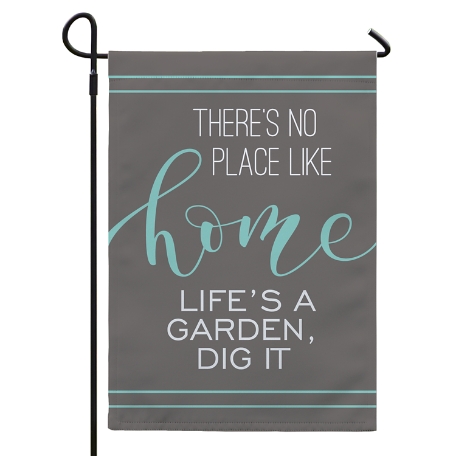 No Place Like Home Garden Flag w/Stake - Gray