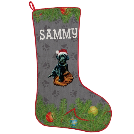 Black Lab Puppy Stocking - Christmas Tree