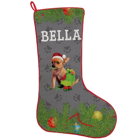 Chihuahua Puppy Stocking - Christmas Tree