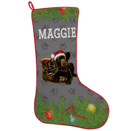 Chocolate Lab Puppy Stocking - Christmas Tree