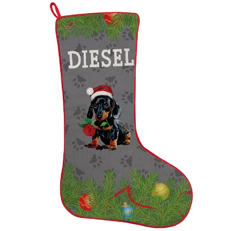 Dachshund Puppy Stocking - Christmas Tree
