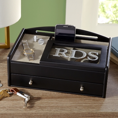 Wooden Charging Station and Personalized Desktop Organizer