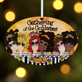 Gathering of the Goddesses Oval Ornament