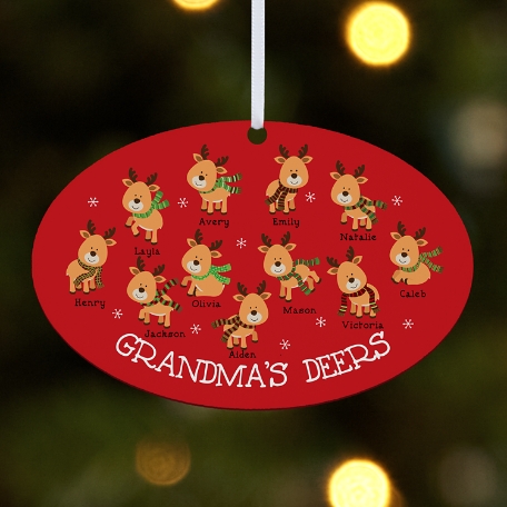 Little Deers Wooden Oval Ornament