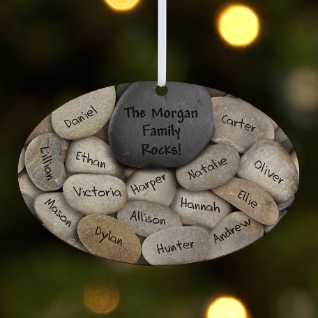 Our Family Rocks Wooden  Oval Ornament