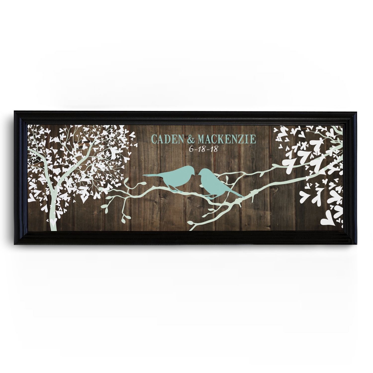 Sweet Lovebirds Canvas - Framed 9x27