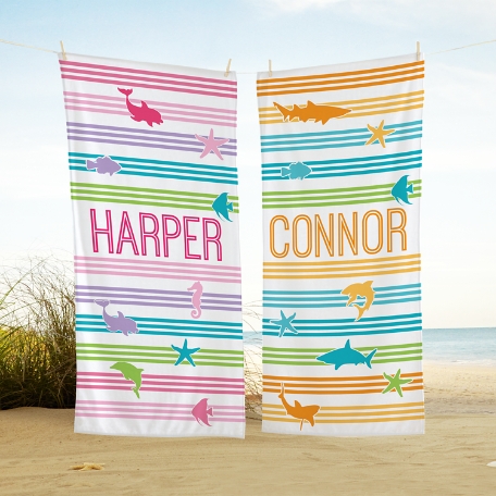 Swimming with Stripes Beach Towel