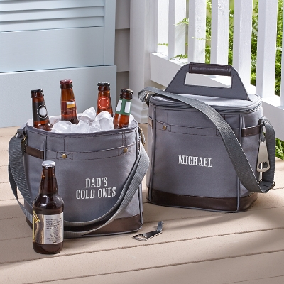 Canvas & Faux Leather Personalized Travel Beverage Cooler