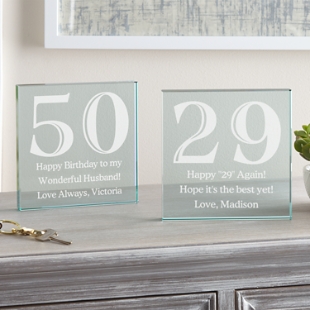 Any Message Birthday Glass Block