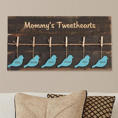 Bird Family Rustic Wood Pallet Wall Art