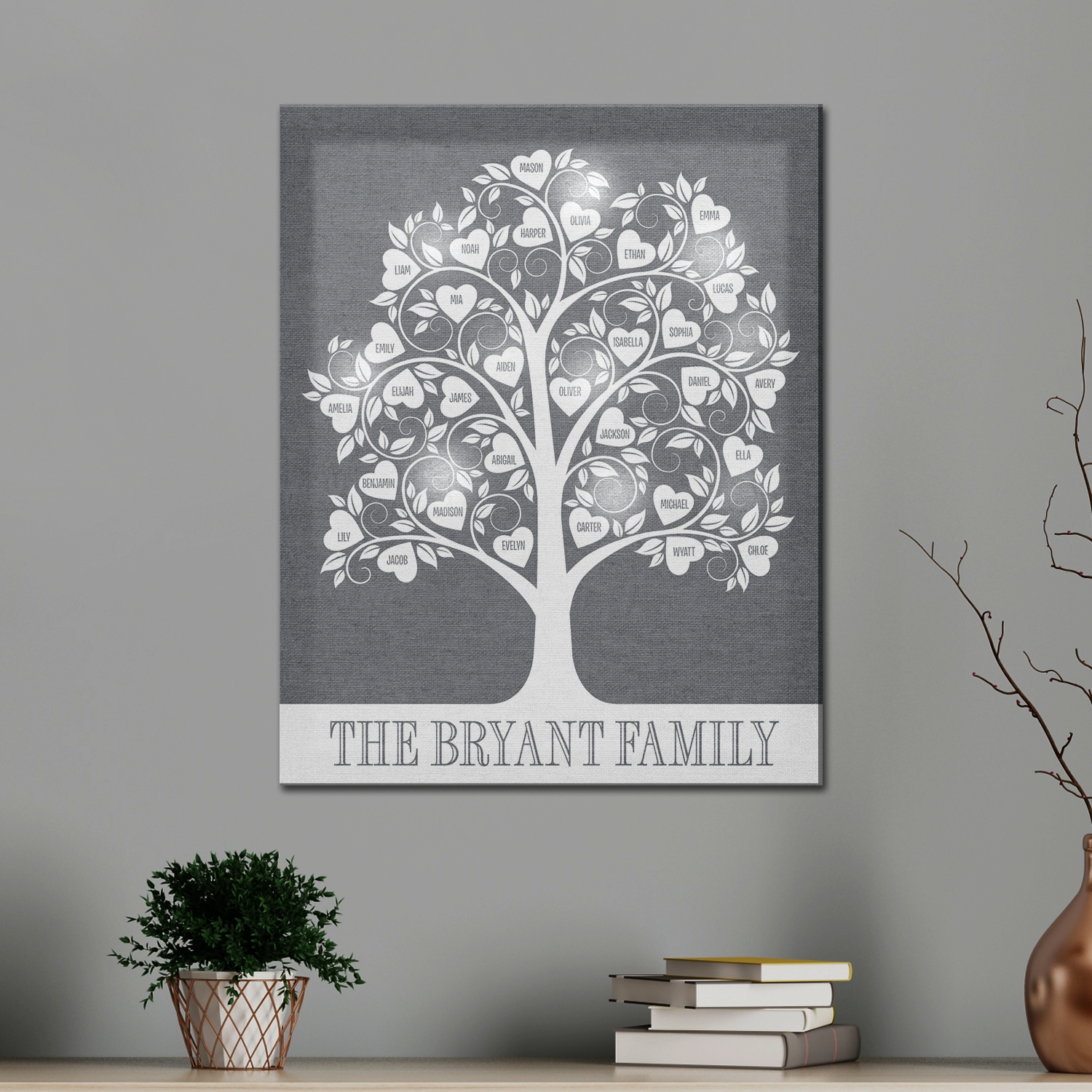 TwinkleBright® LED Hearts Family Tree Canvas