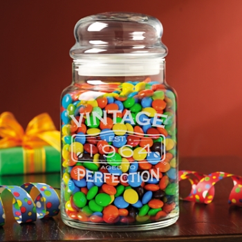 Timeless Vintage Birthday Personalized Glass Snack Jar