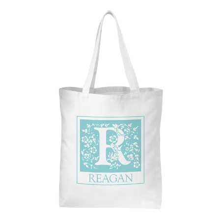 Initial Tote Bag - Teal