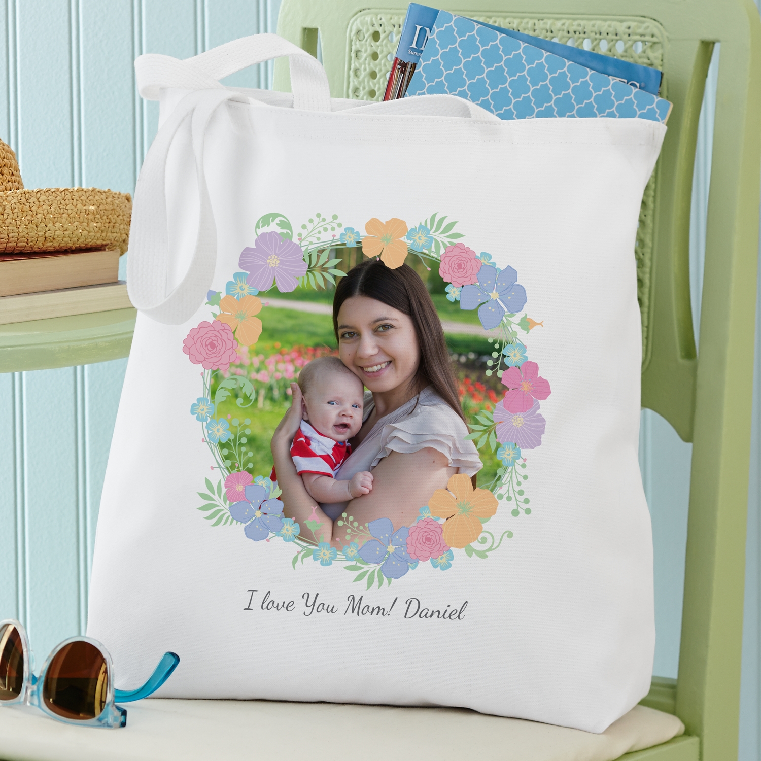 Floral Photo Tote Bag