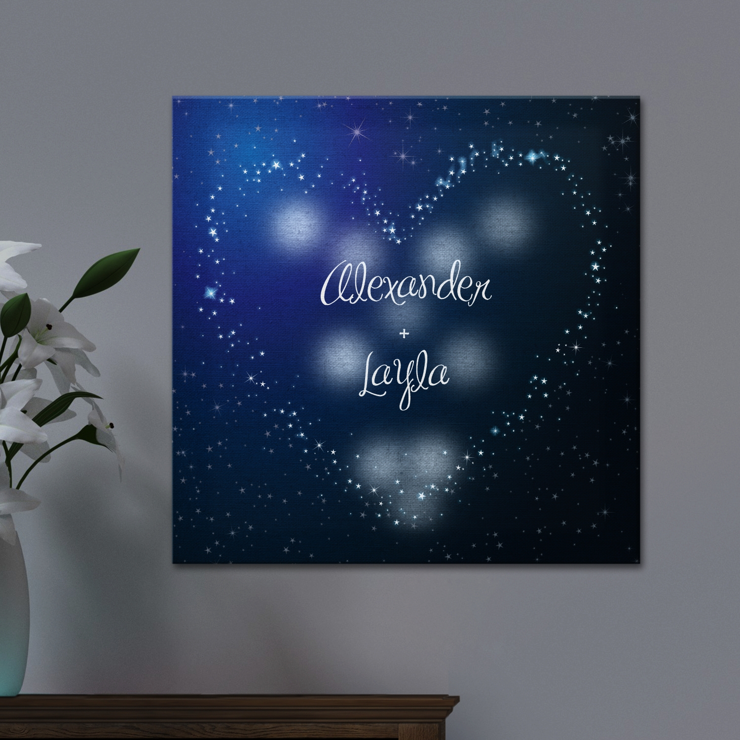 TwinkleBright® LED Heart in Stars Canvas