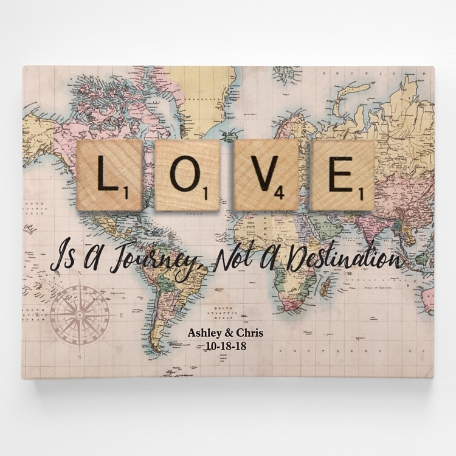 Love is a Journey Premium Canvas Wall Art - Tan 18x24