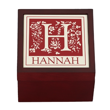 Initial Tile Box - Burgundy