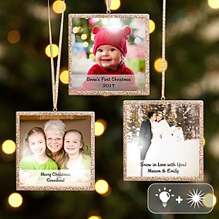 TwinkleBright® LED Photo with Message Gold Ornament