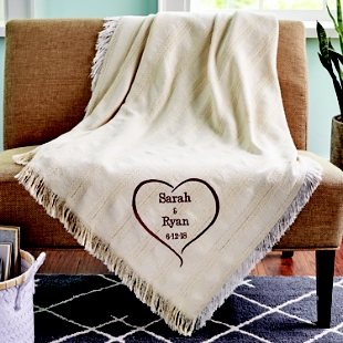 True Love Embroidered Throw