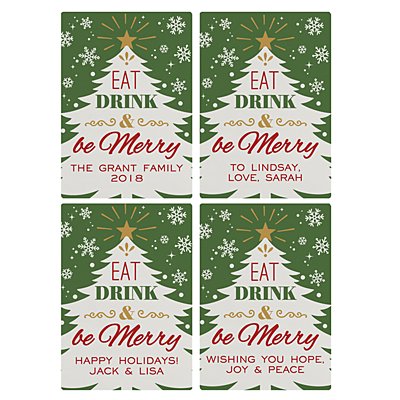 Eat, Drink & Be Merry Wine Label - Multiple Messages